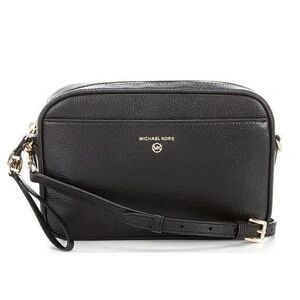 Michael Kors Black Leather Crossbody with Gold Accents